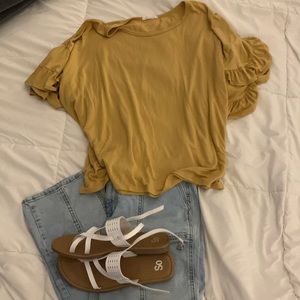 Yellow Ruffle Sleeve Top
